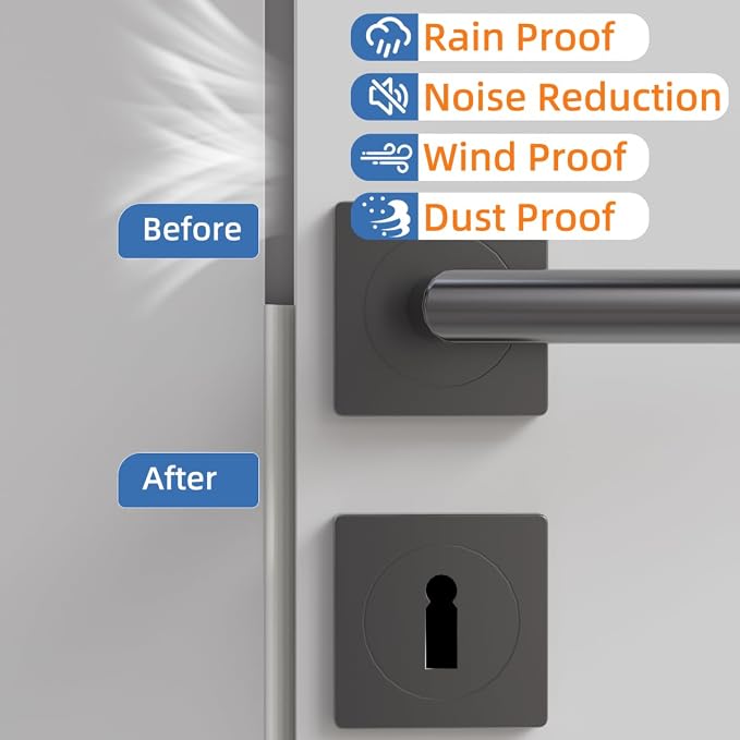 Wedge-Shape Window Weather Stripping Door Frame Seal Strip 3Pcs×196" Black - Image 5