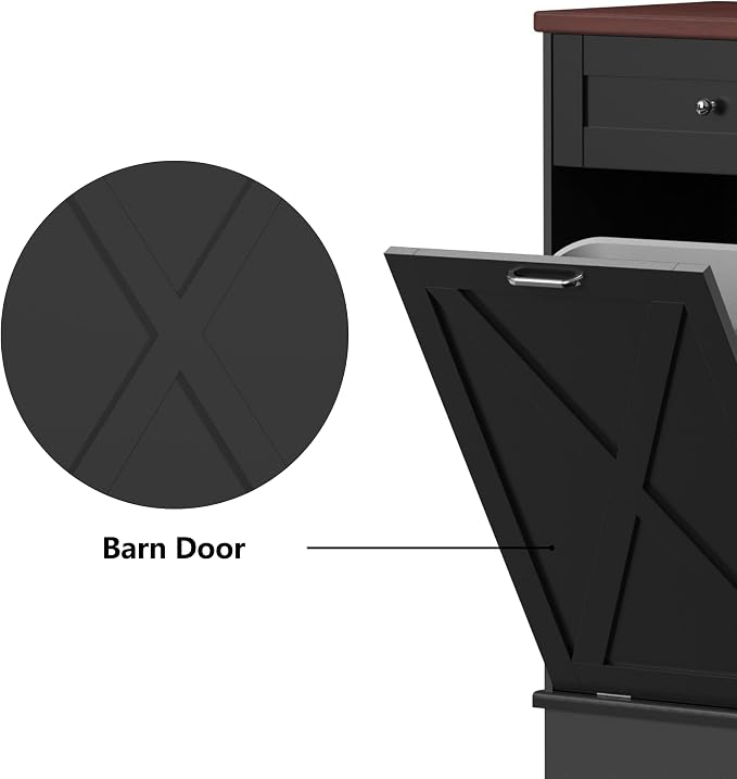 Betterhood Tilt Out Trash Cabinet 10 Gallon Wooden Free Standing Laundry Sorter - Image 6