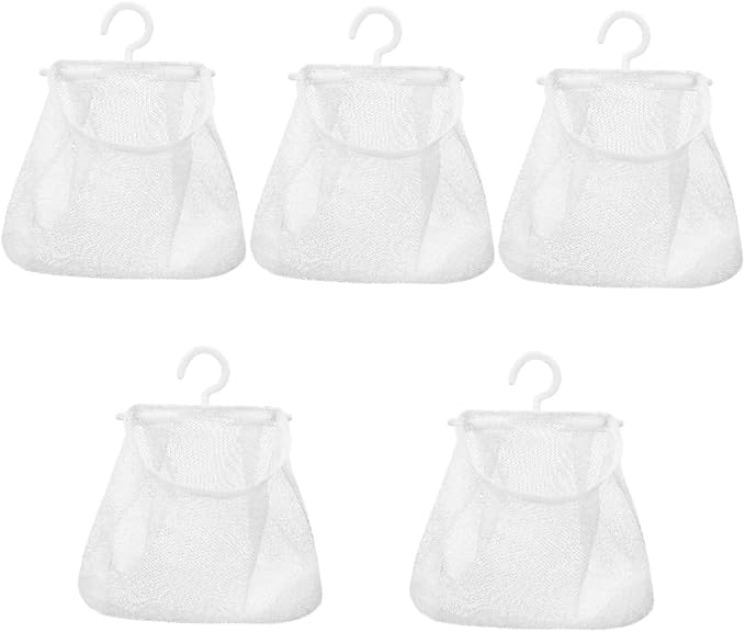 Cabilock 5pcs Mesh Hanging Bag Hanging Clothes Travel White Polyester Fruit by cabilock