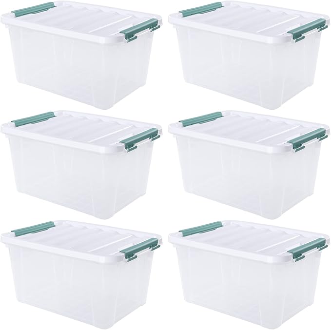 Xyskin 6-Pack 20 Quart Plastic Storage Boxes, Latching Storage Bin Box - Image 5