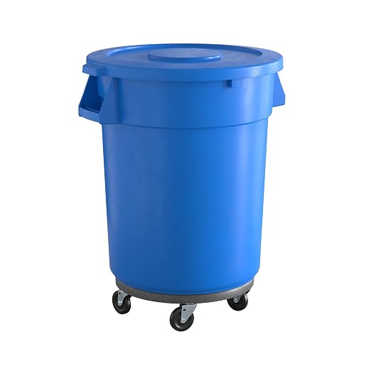 32 Gallon Blue Round Commercial Trash Can by Krollen+Industrial