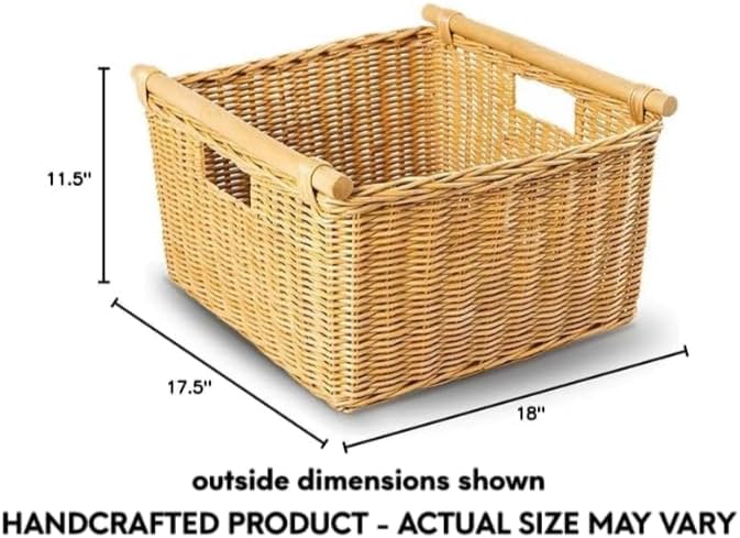The Basket Lady Deep Pole Handle Wicker Storage Basket, Extra Large, 17.5 in L - Image 7