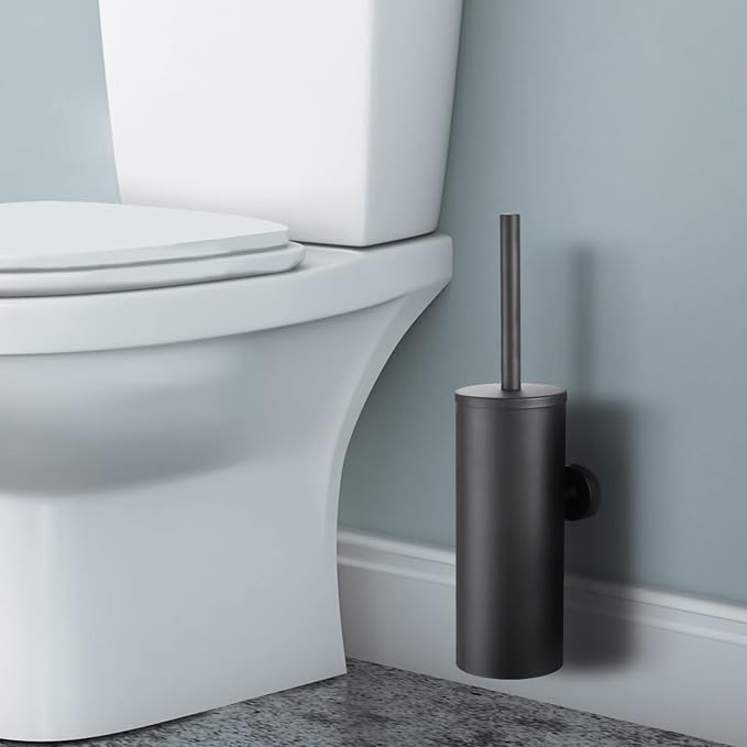 Toilet Brush and Holder Matte Black Toilet Bowl Brush Wall Mounted Toilet Brush - Image 3
