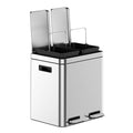 2 x 4 Gal Trash Can, Stainless Steel Triple Compartment Step-On Recycling Bin by Unknown