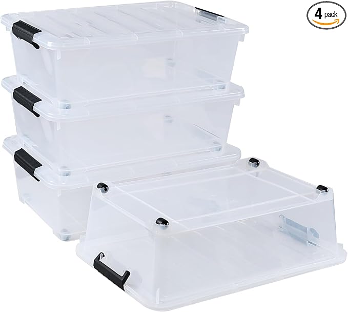 20 Quart Stackable Plastic Under Bed Bins by Lesbin