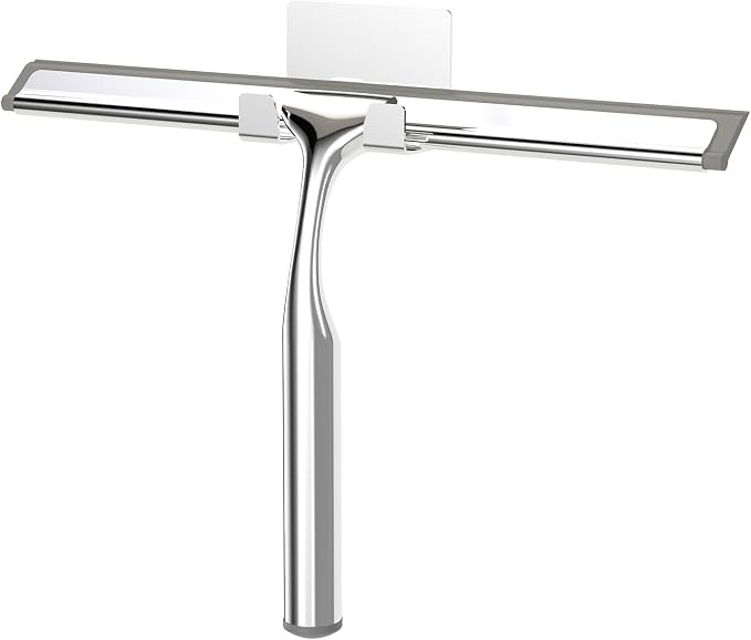 Shower Squeegee for Glass Doors, Stainless Steel Shower Squeegee for Bathroom by APLOP