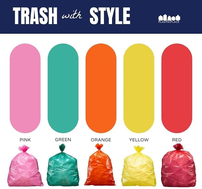Plasticplace 55-60 gallon Trash Bags │ 1.2 Mil │ Orange Heavy Duty Garbage Can - Image 9