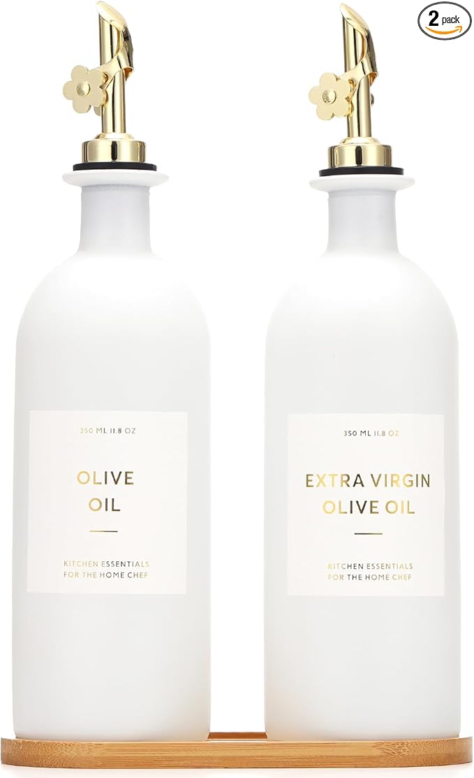 HOMCDALY Olive Oil Dispenser for Kitchen, 16oz Glass Oil Bottles by HOME