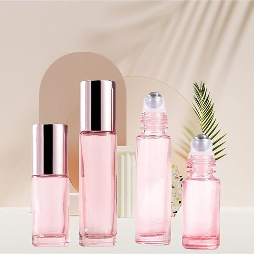 10 Pack Glass Essential Oil Roller Bottle, 10ml Pink GlassRoller Bottles - Image 2