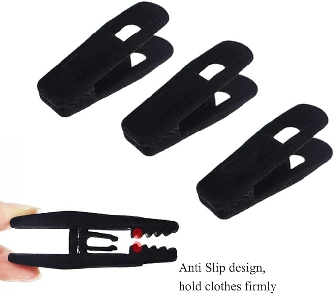 Black Velvet Hanger Clips, Strong Finger Clips - Image 6
