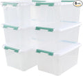 6-Pack Clear Storage Latch Bins, 20 L Plastic Storage Boxes by Zerdyne