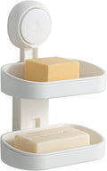 LEVERLOC Soap Dish Holder for Shower Double Layer Suction Cup Wall Mounted by LEVERLOC