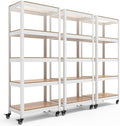 HOMEDANT House White 5-Tier Metal Rolling Cart Shelf Rack Casters Heavy Duty by TheBestOrganizingSolution