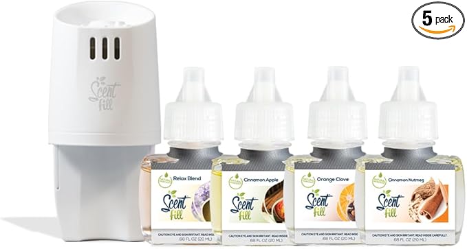 Scent Fill Fall Plug in Air Freshener Kit, 4 Refills + Diffuser by ScentFill