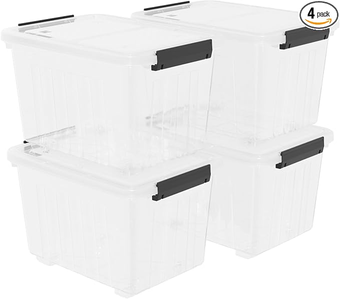 30 Quart Plastic Clear Storage Bin by Qqbine