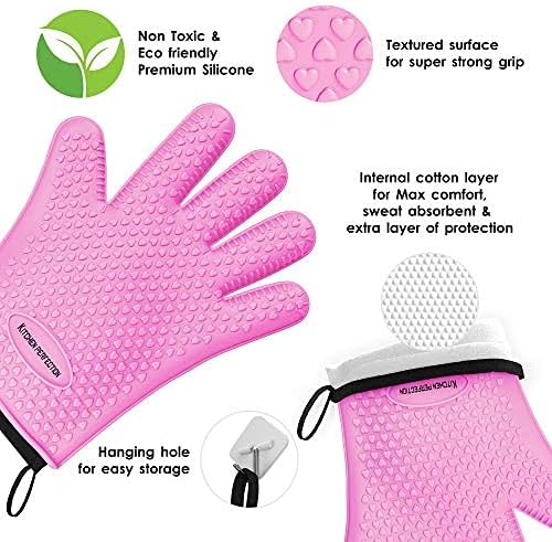KITCHEN PERFECTION XL Silicone Smoker Oven Gloves-Extreme Heat Resistant BBQ - Image 4