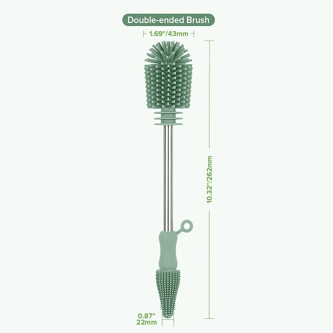 haakaa Cleaning Brush Silicone Bottle Brush Double-Ended Soft Silicone Bristles - Image 8