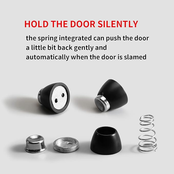 YAGU Door Stopper 6 Pack Magnetic Door Stops, Zinc Alloy Matte Black Door Catch - Image 8
