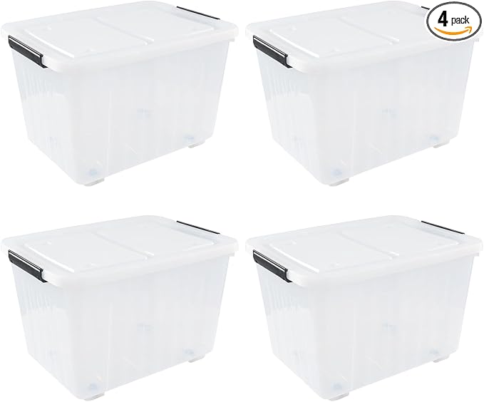 4-Pack 42 L Clear Plastic Storage Container Bin by Lasbily