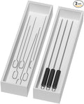Bamboo Drawer Organizer, Narrow Silverware Organizer by Lixple