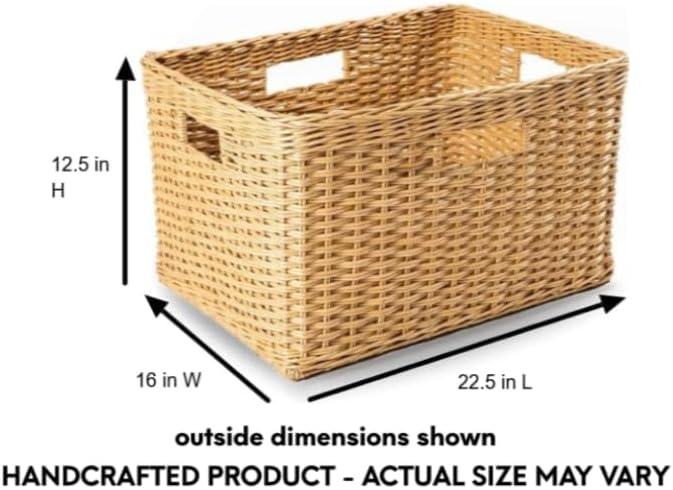 The Basket Lady Tall Rectangular Wicker Storage Basket, 22.5 in L x 16 in W x - Image 7