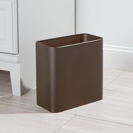 mDesign Small Metal 2.4 Gallon/9 Liter Trash Can Wastebasket Garbage Bin - Image 3