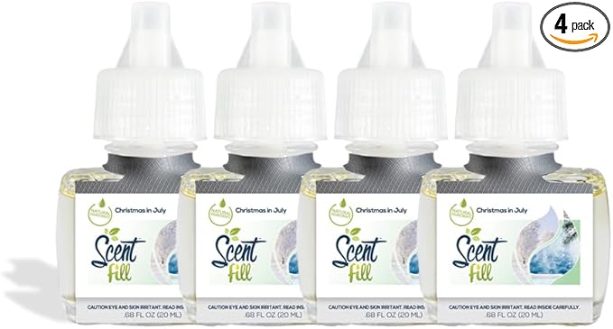 Scent Fill "Christmas in July" Plug in Air Freshener, 4 Scented Oil Refills by ScentFill