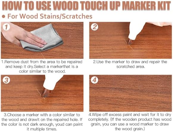 DEWEL Wood Furniture Markers & Filler Sticks Repair Kit, New Improved 18 Colors - Image 4
