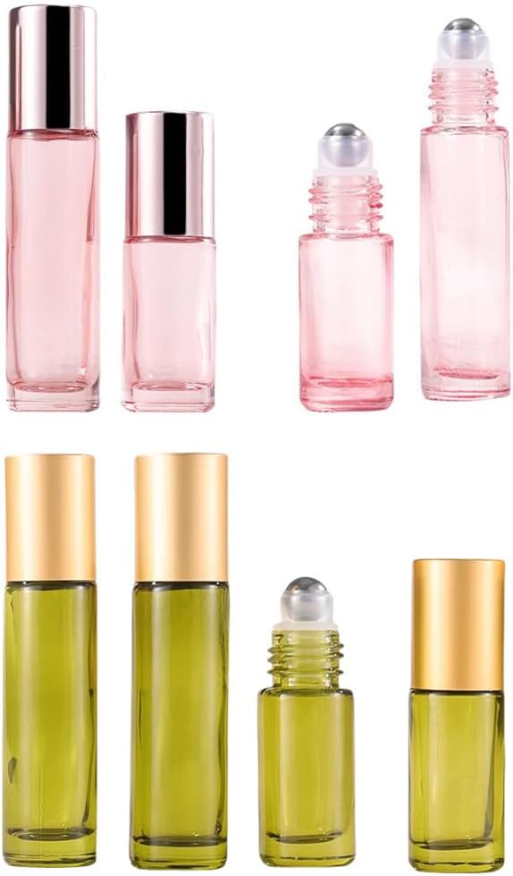 10 Pack Glass Roller Bottles for Essential Oils, 10ml Green Roll on Bottles - Image 4