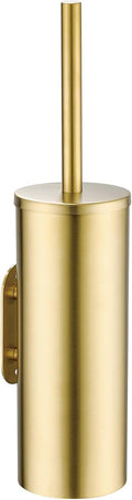 Gold Brushed Stainless Steel Toilet Brush and Cover, No-Punch Hook Base Dual by Unknown