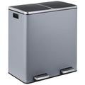 16 Gallon Rectangular Stainless Steel Trash Can, Dual Compartment Garbage Bin by ComfyCorner