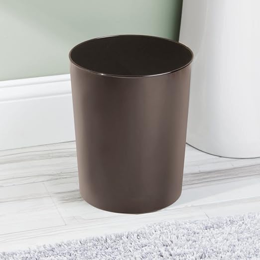 mDesign Round Metal Small 1.7 Gallon Recycle Trash Can Wastebasket, Garbage - Image 2
