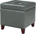 Adeco Bonded Leather Square Tufted Cubic Cube Footstool, by Adeco