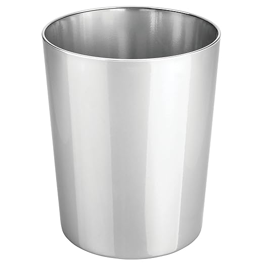 mDesign Round Metal Small 1.7 Gallon Recycle Trash Can Wastebasket, Garbage by mDesign