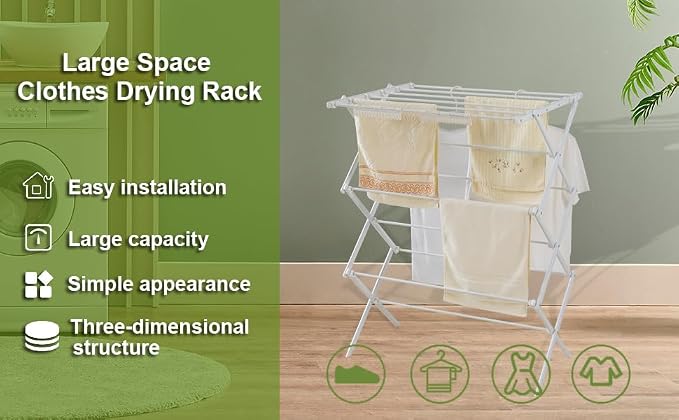 3 Tiers Foldable Clothes Drying Rack, Vertical Laundry Rack Portable and - Image 6