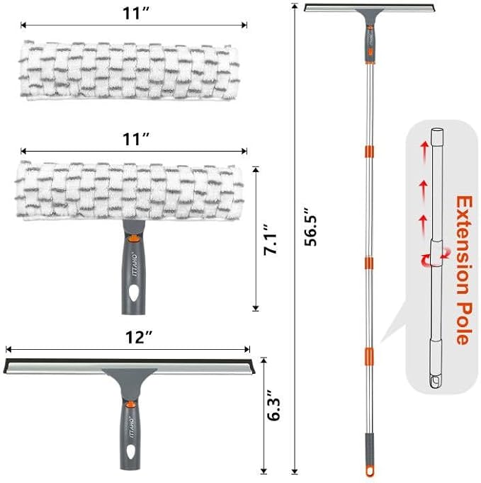 ITTAHO Squeegee for Window Cleaning, Extendable Window Cleaner for Car - Image 8