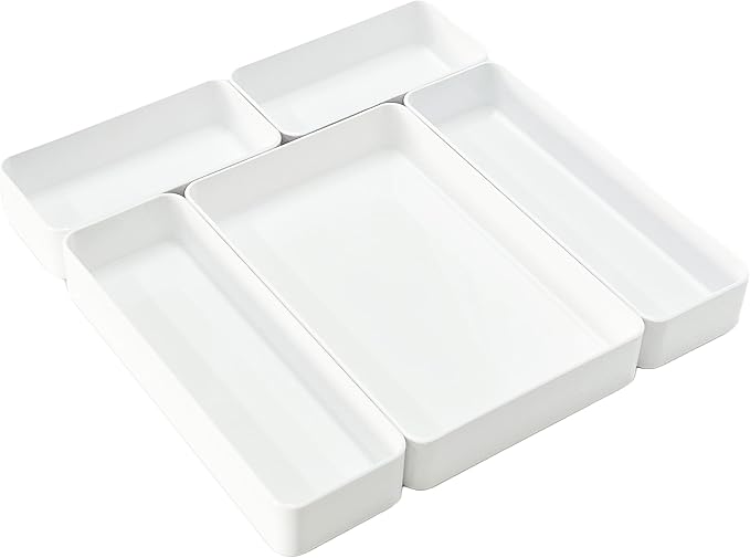 RAUVOLFIA Plastic Stackable Office Desk Drawer Organizers, Small Makeup Vanity by RAUVOLFIA