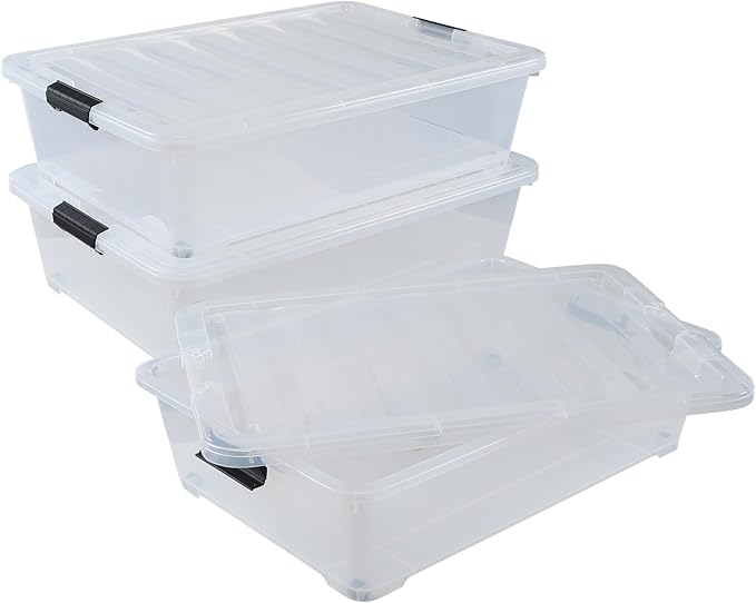 50 Quart Wheeled Latching Storage Box, Stackable Bin - Image 4
