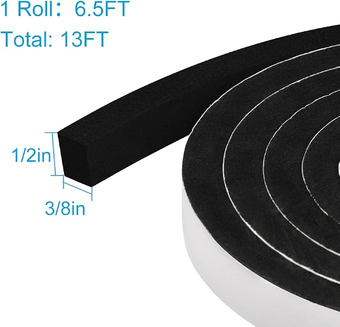 Weather Stripping Door Seal, 1/2 Inch Wide X 3/8 Inch High Density Foam Tape - Image 4