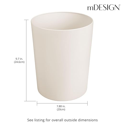 mDesign Round Metal Small 1.7 Gallon Recycle Trash Can Wastebasket, Garbage - Image 3