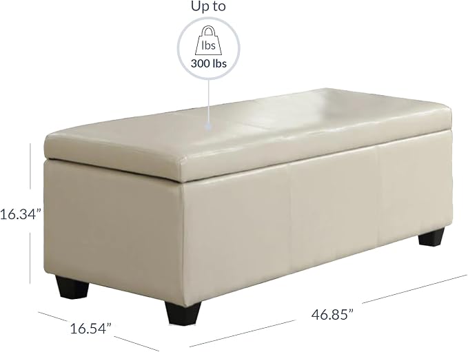 BELLEZE Storage Faux Leather Ottoman, 47 Inch Bench Bedroom Bench - Image 9