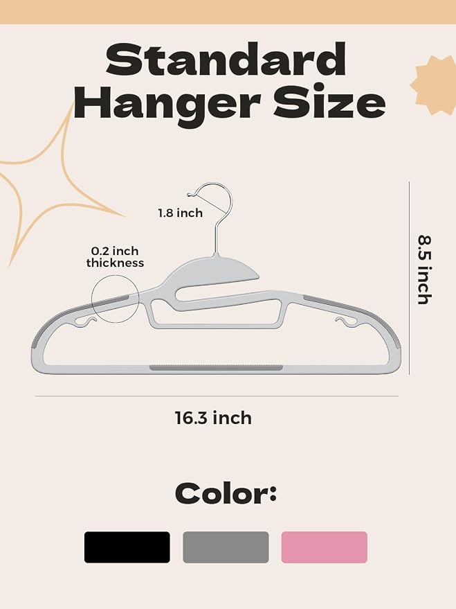 HOUSE DAY Grey Plastic Hangers 30 Pack, Slim Space Saving, Non Slip Clothes - Image 8
