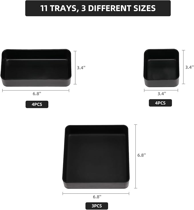 11-Piece Stackable Drawer Organizer Set, Stationery, Utensils in Bathroom - Image 6