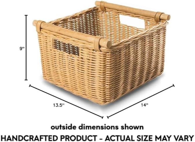 The Basket Lady Deep Pole Handle Wicker Storage Basket, 13.5 in L x 14 in W x 9 - Image 7