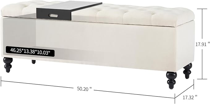 Living&Giving Storage Ottoman 50.2 Inches Upholstered Fabric Storage Ottoman - Image 2