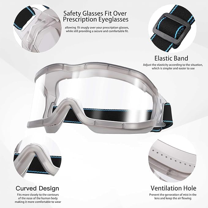Chemistry Lab Safety Goggles, that Fit Over Glasses, Scientific, Construction - Image 5