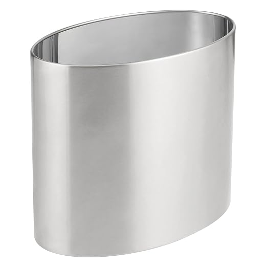 mDesign Stainless Steel Metal Oval Trash Can, 7.9 Liter/2.09 Gallon Wastebasket - Image 6
