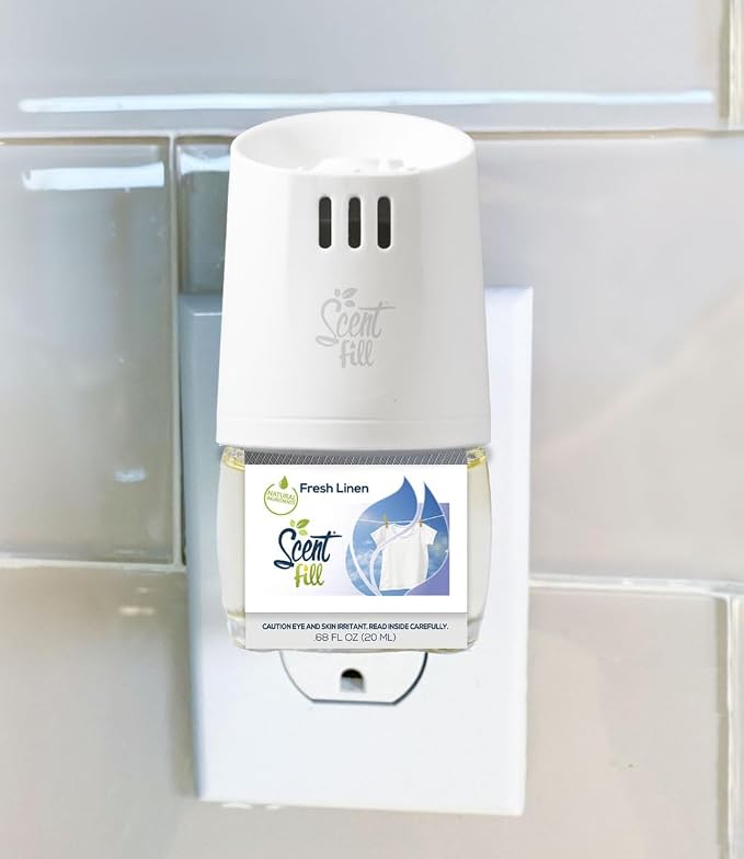 Scent Fill Fresh Linen Plug in Air Freshener, 4 Scented Oil Refills - Image 2