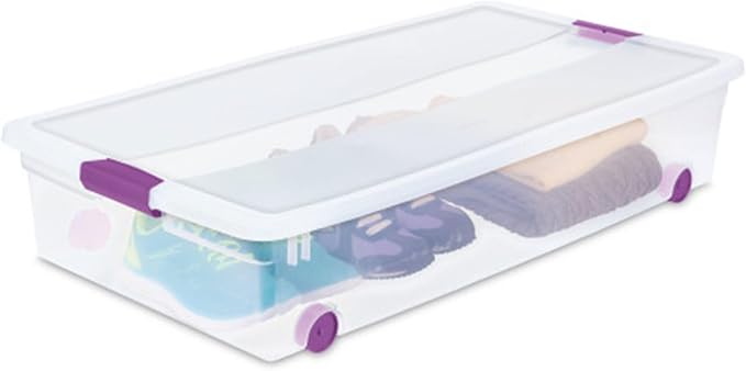 Sterilite 12-Pack ClearView Latch Box, Wheeled Underbed Organizer Bins - Image 7