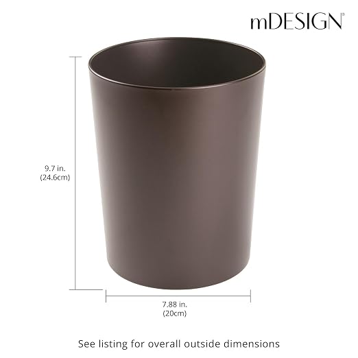 mDesign Round Metal Small 1.7 Gallon Recycle Trash Can Wastebasket, Garbage - Image 4
